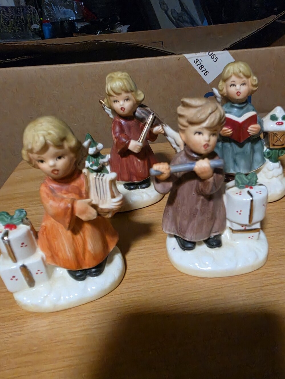 Set Of 4 Napcoware Angel Christmas Figurines X8371 Playing Music 3.5"